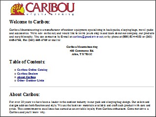 Web site www.caribou.com, Caribou Coffee Co