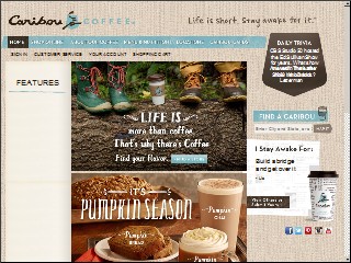 Web site www.cariboucoffe.com, Caribou Coffee