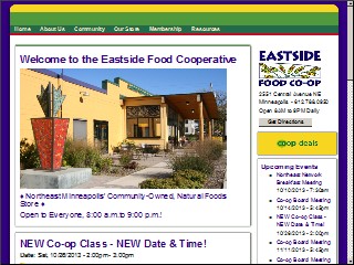 Web site www.eastsidefood.coop, Eastside Food Cooperative